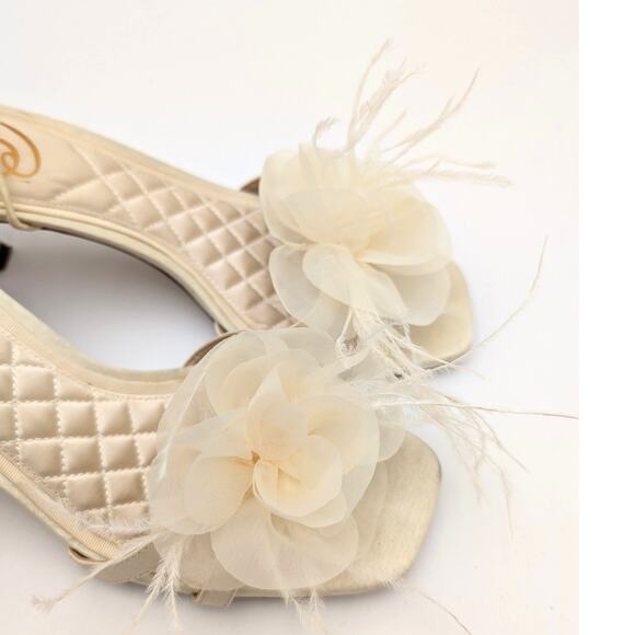 Sam Edelman Pammie Flower Kitten Heel Women's Sandals Pearl Ivory Size US7 - Picture 11 of 12